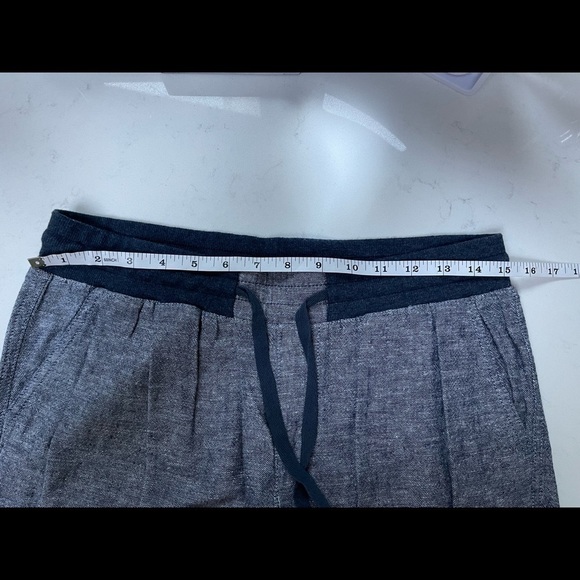 Nwt SUSINA 𝅺cropped slim linen pants with elastic waist and drawstrings Sz SP - Picture 2 of 9